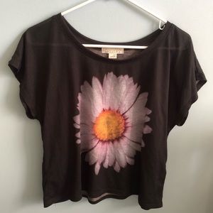 Black Flowered Crop Top